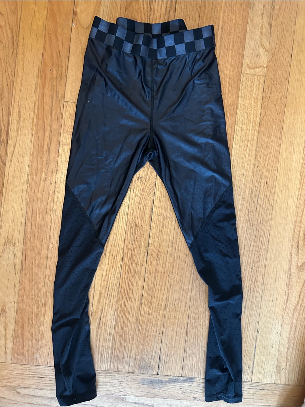 Alala Black Checker-Waist Performance leggings